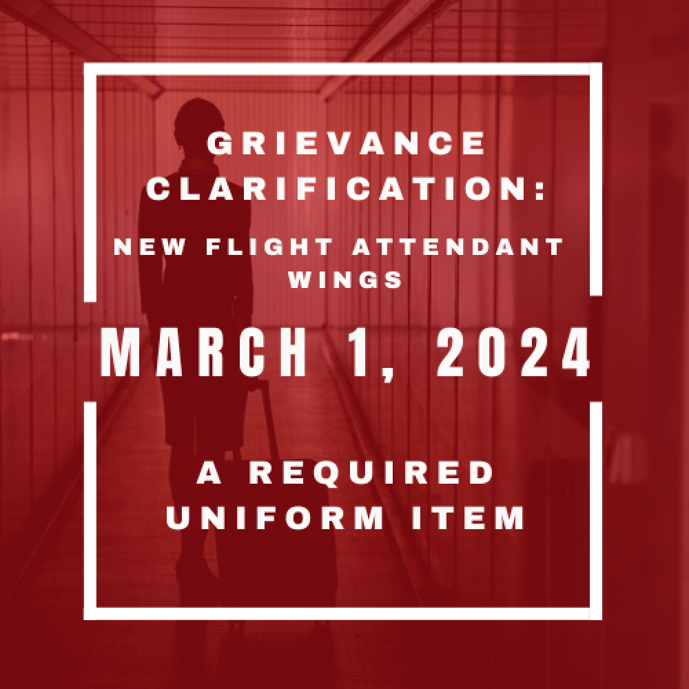 New Flight Attendant Wings - Grievance Clarification