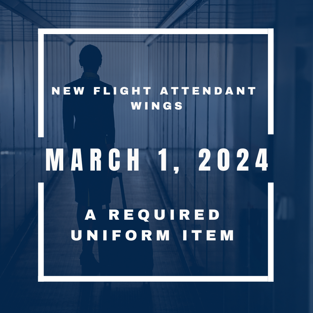 New Flight Attendant Wings Become a Required Uniform Item March 1