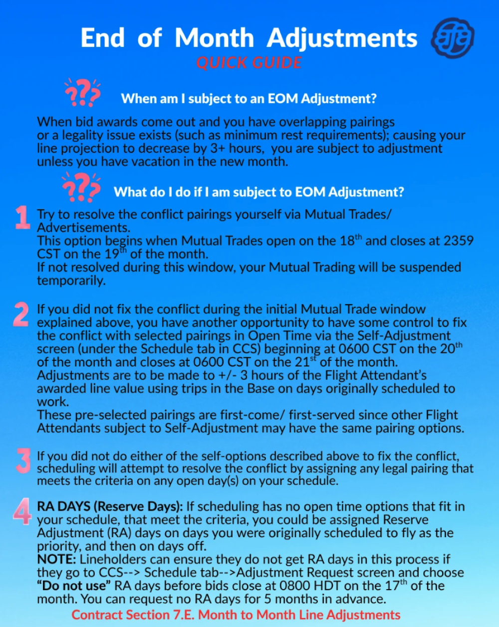 Plan for End of Month (EOM) Conflicts